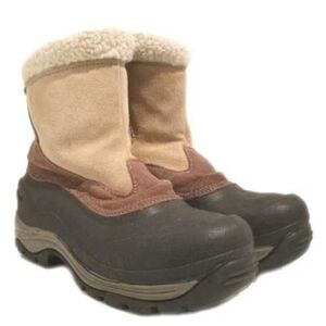 POLAR EDGE Thermolite Suede Fur Colorblock Waterproof Ankle Winter Boots